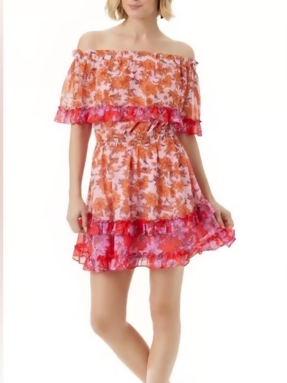 Off-Shoulder Floral Ruffle Dress